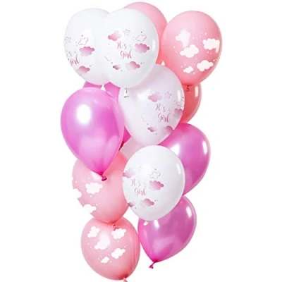 Afbeelding van Ballon set Baby Cloud Roze 12 stuks