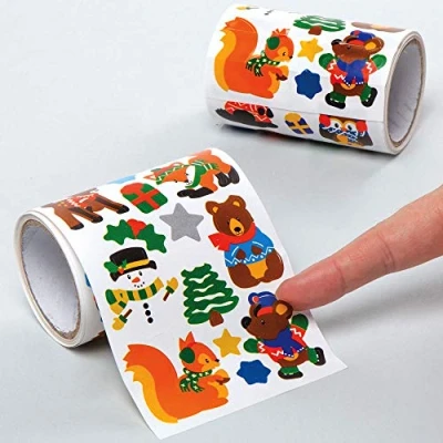 Afbeelding van Baker Ross AX461 Winter Woodland Sticker Rolls Pack van 680, Kids Stickers, ideaal voor kinderen kunst en ambachten projecten, geweldig het maken kaarten Scrapbooking