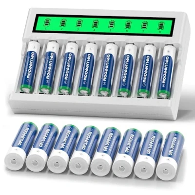 Afbeelding van Delyeepow batterijlader AA AAA NI MH met 8AA+8AAA 3300mAh 1100mAh 8 cellen, oplaadbare 1,2V NiMH batterijen, hoge capaciteit, 1200 cycli