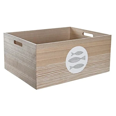 Afbeelding van Decoratieve Doos DKD Home Decor Natuurlijk Hout MDF Spiralen Mediterrane 50 x 40 22,5 cm