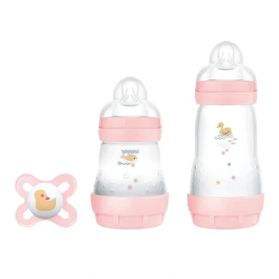 Afbeelding van MAM Starterset met 2 Easy Start Anticolica babyflessen, 160 ml en 260 SkinSoft siliconen zuiger, originele start, 0+ maanden, roze