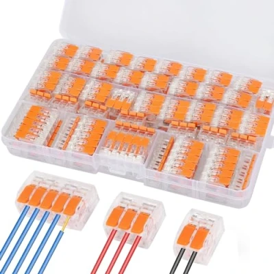 Afbeelding van Kabelverbinder, 75 stuks elektrische klemmen met bedieningshendel, kabelklemmen, 4 mm², geleiderklemmen, steekklemmen, aansluitklemmen, voor vaste kabel
