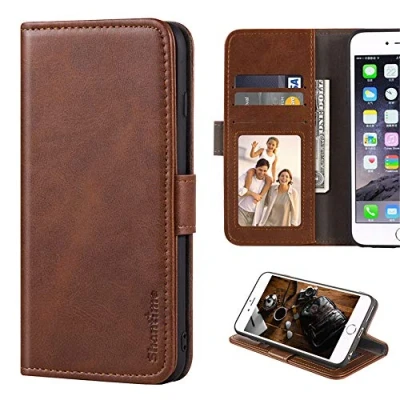 Afbeelding van Shantime CAT S42 hoesje, lederen portemonnee hoesje met contant geld en kaartsleuven zachte TPU achterkant magneet flip case voor