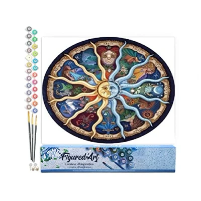 Afbeelding van Figured&#039;Art Schilderen op Nummer Volwassenen canvas Dierenriem Handwerk acrylverf Kit DIY Compleet 40x50cm zonder frame