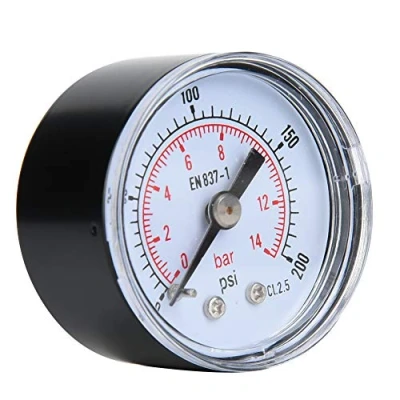 Afbeelding van Mechanische manometer, 1/8 inch BSPT axiale drukmeter voor lucht, olie en water (0 200 psi, 0 14 bar)