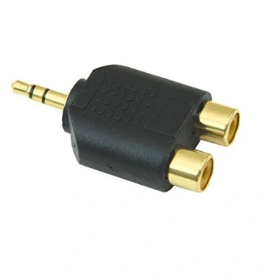 Afbeelding van 3,5 mm naar 2 RCA adapter, stereo stekker aansluiting, Y splitter adapter.