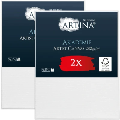 Afbeelding van Artina Set van 2 Schildersdoeken 80x100 cm FSC® Schildersdoek Stuks Akademie Canvas Dubbel Geprimed Spieraam Wit