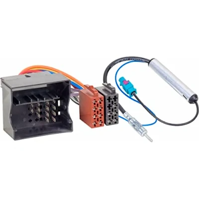 Afbeelding van Audioproject A124 Radioadapterset Quadlock naar ISO + antenne adapter Fakra DIN compatibel met VW Audi Skoda Seat Golf 5 6 Polo 9n fantoomvoeding auto radio adapterkabel stekker
