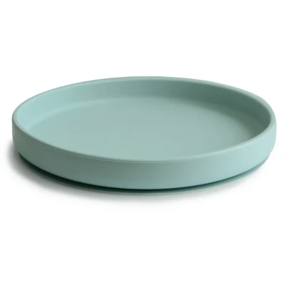 Afbeelding van Mushie Bord Rond Silicone Met Zuignap Cambridge Blue