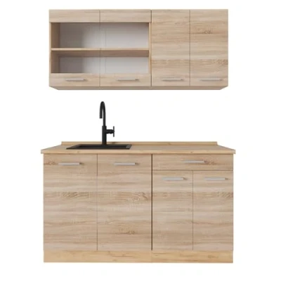 Afbeelding van Vicco Eenpersoonskeuken R Line, Sonoma/Goudkraft eik, 140 cm zonder werkblad