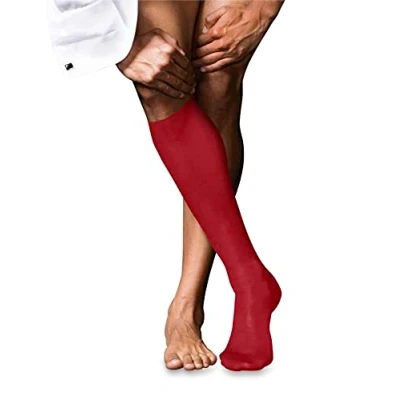 Afbeelding van FALKE Heren Kniekousen No. 9 M KH Katoen Lang eenkleurig 1 Paar, Rood (Cardinal 8156), 41 42