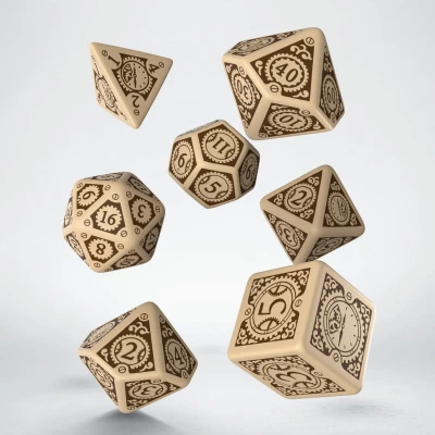 Afbeelding van Steampunk Clockwork Dice Set Beige &amp; Brown (7)