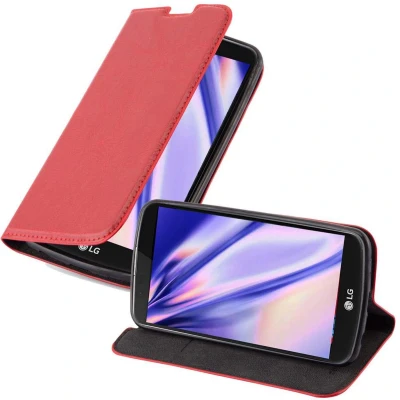 Afbeelding van Cadorabo Hoesje geschikt voor LG K10 2016 in APPEL ROOD Beschermhoes met magnetische sluiting, standfunctie en kaartvakje Book Case Cover Etui