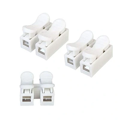 Afbeelding van Aiqeer 100 stuks CH2 veerconnectoren, snelveerdraadconnector, zelfblokkerende snelterminal, type drukt op snelkabelconnector, kabelconnector klemmenblok (wit)