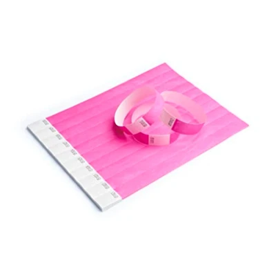 Afbeelding van Tyvek Papieren armbanden voor controle en veiligheid, 500 stuks, evenementen, feesten, festivals reizen, entree (roze)