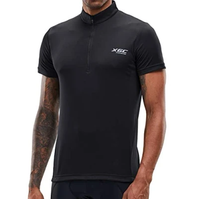 Afbeelding van XGC Fietsshirt voor heren, korte mouwen/lange mouwen, fietsshirt, fietskleding, mannen, elastisch, ademend, sneldrogend, stof, 029 Black, M