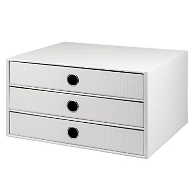 Afbeelding van Rössler Papier 1524452093 S.O.H.O. 3er Schubladenbox für DIN A4, mit Griffloch, special edition white, 343 x 250 185 mm, 1 Stück