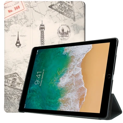 Afbeelding van Apple iPad Pro 12.9 (2017) Hoes: iMoshion Design Trifold Bookcase Parijs Steden Bedrukking Kunstleder Tablet Hoezen