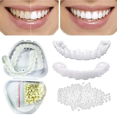 Afbeelding van 2 Paar Cosmetische Veneers Tanden Tijdelijke Kunstgebitten Instant Snap in Boven en onderkant Valse op Veneers, voor Mannen Vrouwen