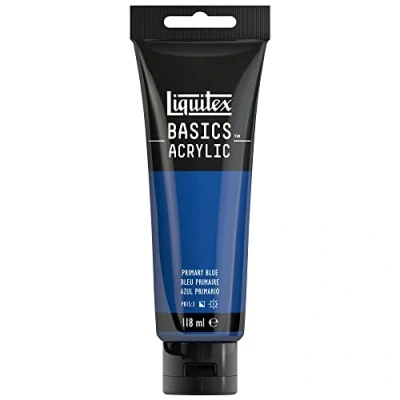 Afbeelding van Liquitex Basics 8870041 Monopigmenteerde acrylverf, kunstenaarspigmenten, lichtecht, gemiddelde viscositeit, archiefkwaliteit, zijdeglanzende afwerking, 118ml Primary Blue