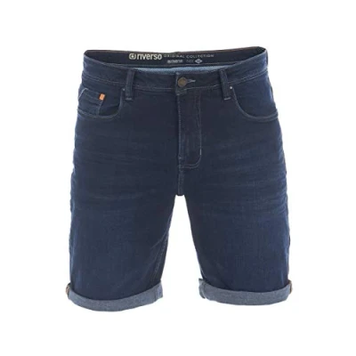 Afbeelding van riverso heren Bermuda Jeans Shorts RIVUdo korte broek Denim Short 99% katoen grijs lichtblauw blauw w30 w42
