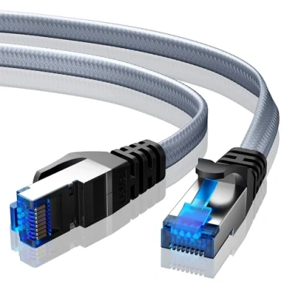 Afbeelding van BUSOHE Cat 8 Ethernetkabel 0.5meter, Hoge Snelheid 40Gbps 2000MHz Netwerkkabel Gevlochten Platte Gigabit RJ45 Internet Netwerk Lan Kabel Compatibel voor Xbox PS5/4 Modem Router PC