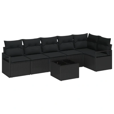 Afbeelding van vidaXL 7 delige tuin sofa set met kussens beige poly rattan