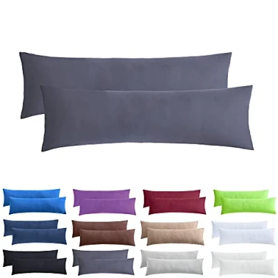 Afbeelding van NatureMark 2 pack jersey kussensloop kussenslopen zijslaper hoofdkussen nekkussen vele maten en kleuren OEKO TEX (40 x 145 cm (zijslaper / zoogkussensloop), antraciet grijs)