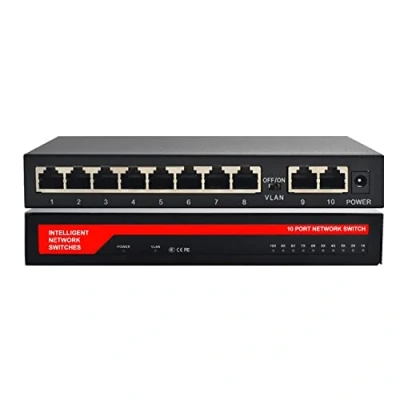 Afbeelding van KuWFi 10 poorts Gigabit netwerkswitch, LAN Switch RJ45 poort Fast Ethernet Switch, splitter, verdeler 10/100/1000 Mbps, metalen plug and play, geschikt voor kantoor en thuis