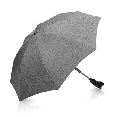 Afbeelding van Winload Kinderparasol, universele uv parasol voor kinderwagens en buggy, clip on kinderwagenparaplu, babybuggy zonneparasol met verstelbare bevestigingsklem, Grijs, 78 cm diameter, 2 Piece Set