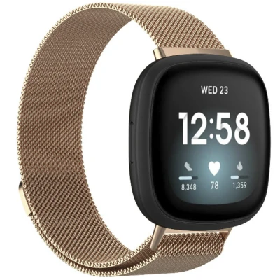 Afbeelding van Milanees Watch bandje voor de Fitbit Versa 4 / 3 Sense (2) Rosé Goud iMoshion