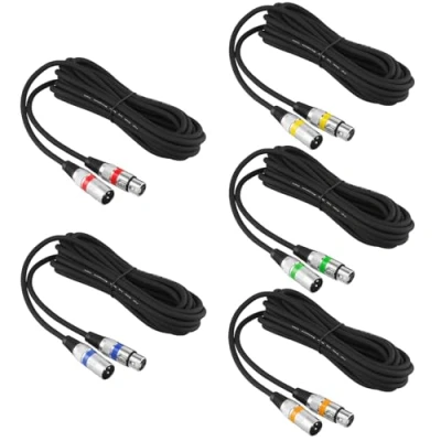 Afbeelding van QWORK® 5 Stuks 5M Microfoonkabel, 3 pins Kabel XLR Mannelijk naar Vrouwelijk, Storingsvrije Kabel, voor Microfoon, Luidsprekers, Audiomixer