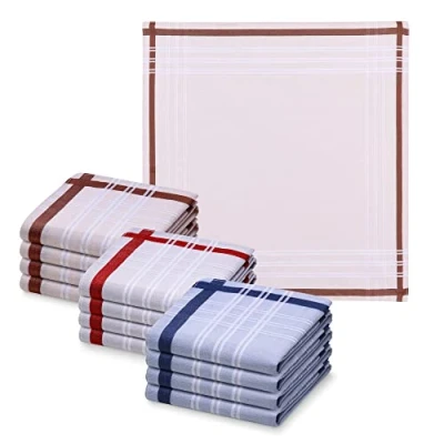 Afbeelding van JEMIDI zakdoeken heren 100% katoen 40 x cm Set van 12 Herbruikbare voor volwassenen In crème/blauw/grijs