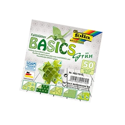 Afbeelding van Vouwbladen 10x10cm 80g 10x5 ass. basics groen
