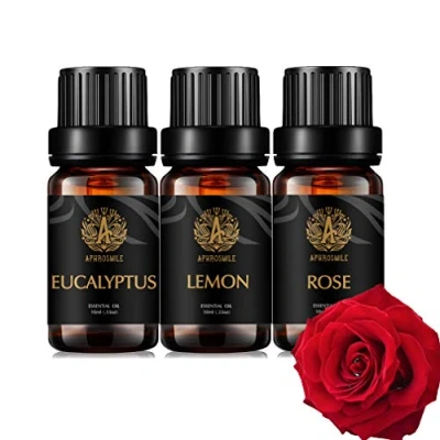 Afbeelding van Aromatherapie Rose Essentiële Olie Set voor Diffuser, 100% Pure Citroen Kit Luchtbevochtiger, 3x10ml Therapeutische Grade Eucalyptus Geurset