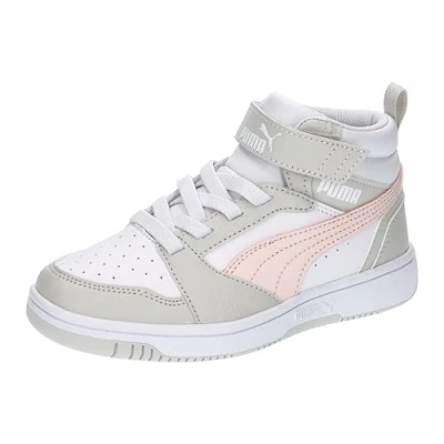 Afbeelding van Puma Unisex Rebound V6 Mid Ac+ Ps sportschoenen, Wit Frosty Roze Sedate Grijs, 49 EU