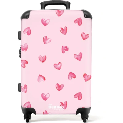 Afbeelding van NoBoringSuitcases.com® Kinderkoffer groot Kindertrolley koffer Harten Aquarel Rolkoffer lichtgewicht Reiskoffer met 4 wielen Grote trolley XL 20 kg bagage