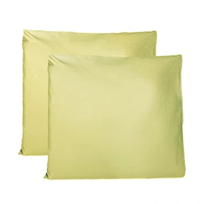 Afbeelding van Paar kussenslopen 100% Pure katoen 65x65 CM, Set van 2 Bed Kussen Stoffen Gemaakt in Italië, Tassluiting, Solid Color, Standaard Maat met Lichtgroen