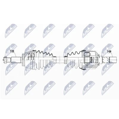Afbeelding van NTY NPW RE 087 Aandrijfas Vooras links 680mm 90mm RENAULT: Espace V (JR) 1.6 dCi 160, 130 2015