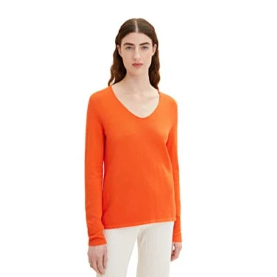 Afbeelding van TOM TAILOR Dames Basic gebreide trui 1012976, 15612 Fever Red, XXS