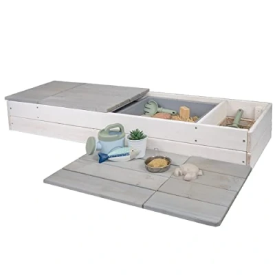 Afbeelding van Meppi Zandbak/bank, wit/grijs, van hout, zandbak