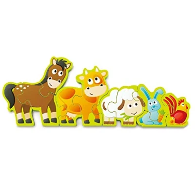 Afbeelding van Hape Vormenpuzzel Dieren En Getallen Hout 34 Cm 10 delig