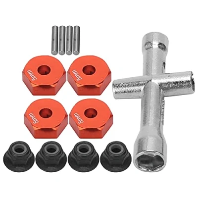 Afbeelding van RC Wiel Hex Adapter, 12mm 1/10 Auto Vrachtwagen Adapter + Antislip Moer Bout Kruissleutel Model Speelgoed Deel(Rood)