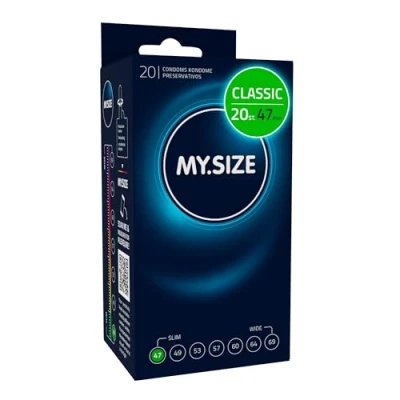 Afbeelding van MY.SIZE Classic condooms 47 mm breed I 20 stuks verpakking premium extra dun true to touch gossamer dunne 0,07 wanddikte vegan voor mannen
