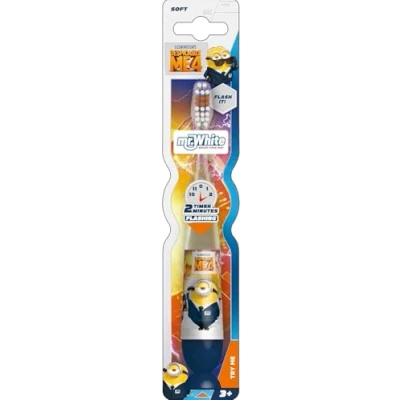Afbeelding van Minions knipperende tandenborstel voor kinderen, met 2 minuten timer, zachte haren, comfortabele handgreep en zuignap ideaal 3+ jaar