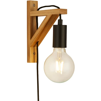 Afbeelding van Searchlight Wandlamp Hout Woody EU95042BR