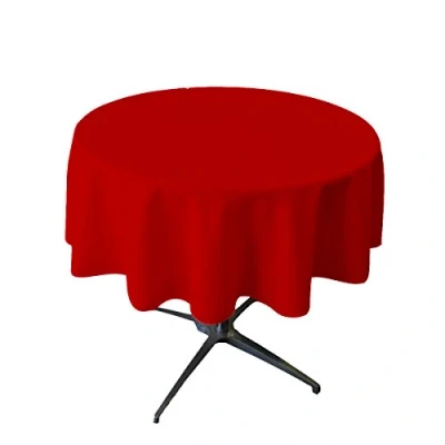 Afbeelding van LA Linen Polyester Poplin rond tafelkleed, 147,3 cm (58 inch), rood