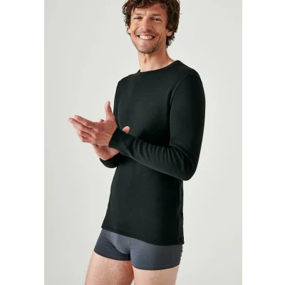 Afbeelding van Damart Thermolactyl T shirt met lange mouwen, opgeruwd fleece, Zwart, XXL