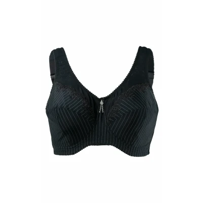 Afbeelding van Ulla Popken Dames grote maten plus size ontlastingsbeha, zonder beugel, strasshanger, cup C G zwart 110F 658495100 110F, zwart,