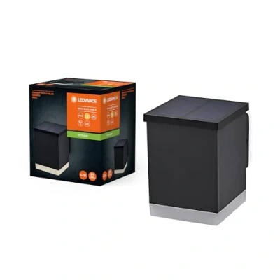 Afbeelding van LEDVANCE ENDURA STYLE SOLAR WALL buitenlant., 0,5W, 50lm, wandlamp, donkergrijs, indirecte verl., oplaadbare batterij, beschermingsklasse IP44, 3.000K kleurtemperatuur, warm witte lichtkleur, wandlamp